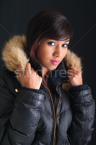 Pretty Young Woman in Fur Parka Stock photo © rcarner