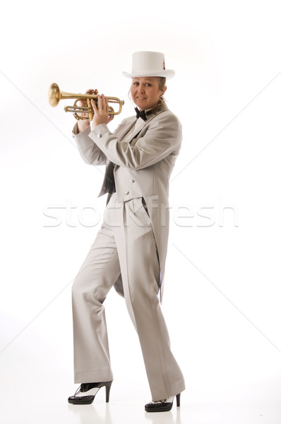 Pretty woman trumpet player Stock photo © rcarner