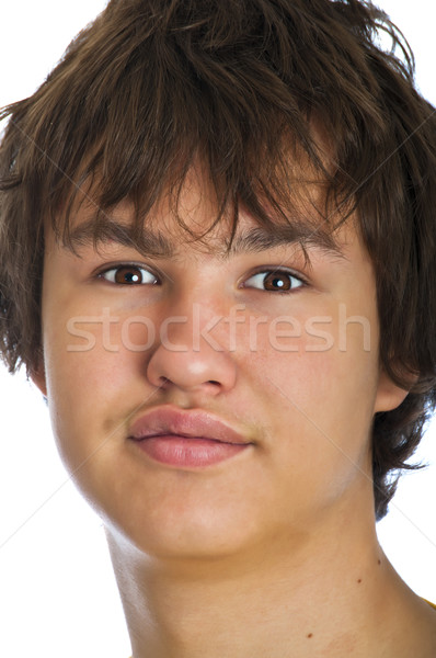 Guapo joven jóvenes adolescente pelo oscuro Foto stock © rcarner