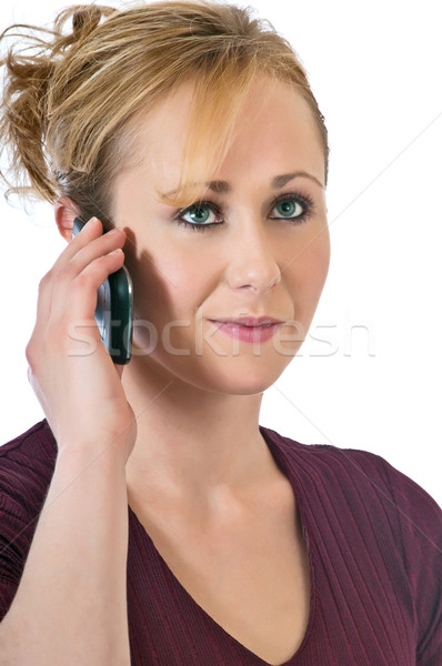 Pretty blonde woman using a cell phone Stock photo © rcarner