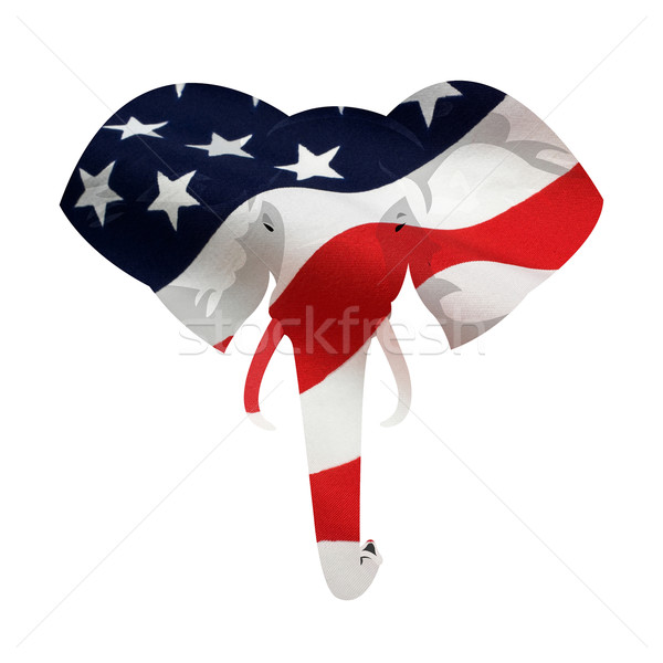 Amerikai republikánus elefánt szimbólum térkép amerikai zászló Stock fotó © rcarner