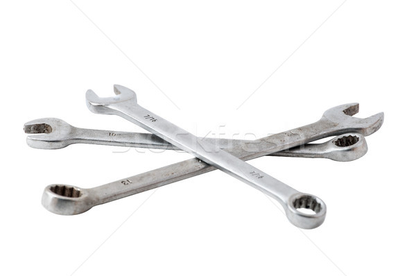 Trois combinaison clés blanche métrique métal Photo stock © rcarner