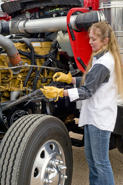 Frau Prüfung Fahrer LKW Stock foto © rcarner