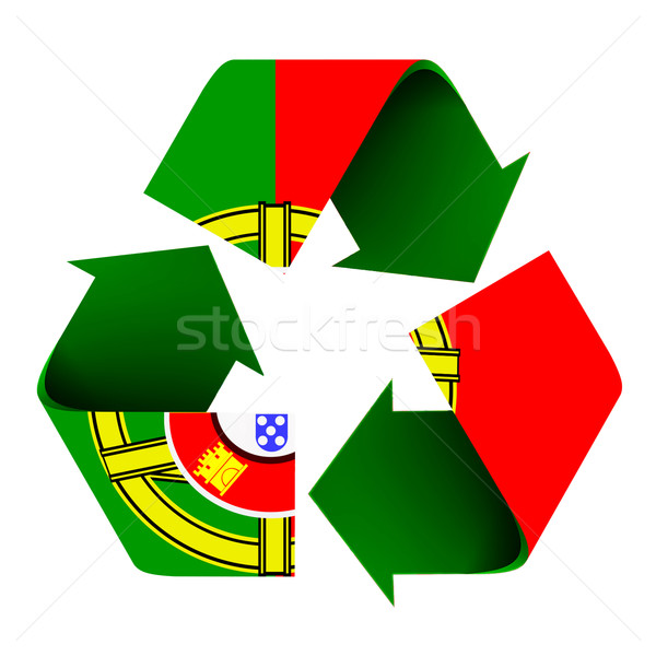 Banderą recyklingu symbol Portugalia odizolowany biały Zdjęcia stock © rcarner