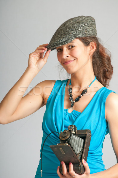 Velho estilo paparazzi bela mulher pose 1930 Foto stock © rcarner