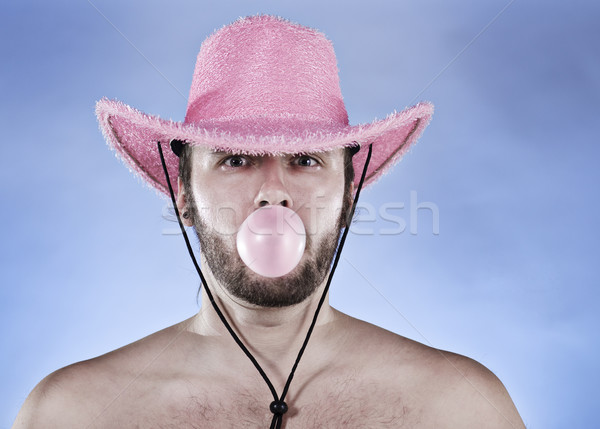 牛仔 吹 滑稽 粉紅色 牛仔帽 球 商業照片 © Reaktori