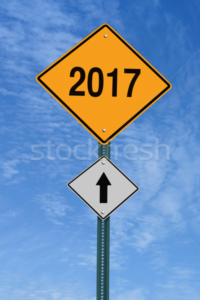 2017 ahead roadsign Stock photo © RedDaxLuma