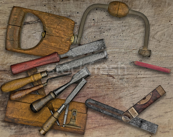 woodworking tools over bench Stock photo © RedDaxLuma