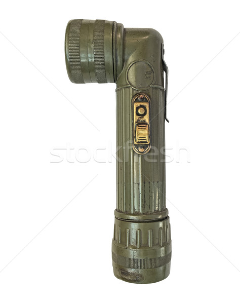 [[stock_photo]]: Vintage · militaire · style · lampe · de · poche · isolé · blanche