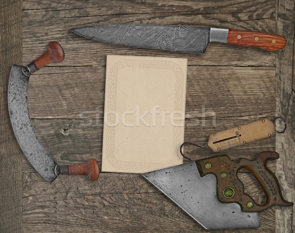 vintage kitchen knives and utensils collage Stock photo © RedDaxLuma