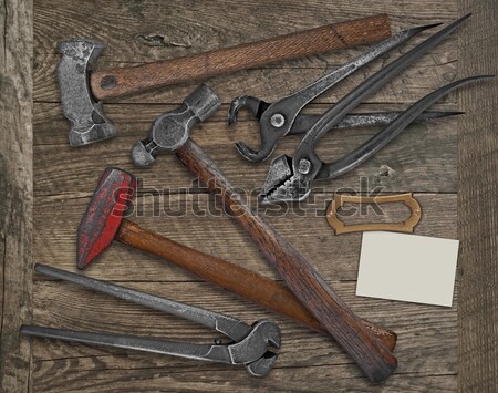 vintage jeweler tools over wooden bench Stock photo © RedDaxLuma