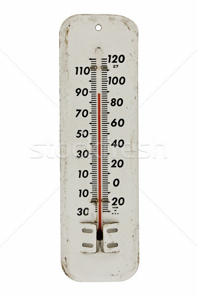 Jahrgang Thermometer weiß Schmelz Freien isoliert Stock foto © RedDaxLuma