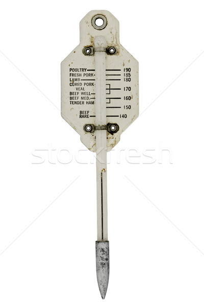 Mięsa termometr vintage biały emalia odizolowany Zdjęcia stock © RedDaxLuma