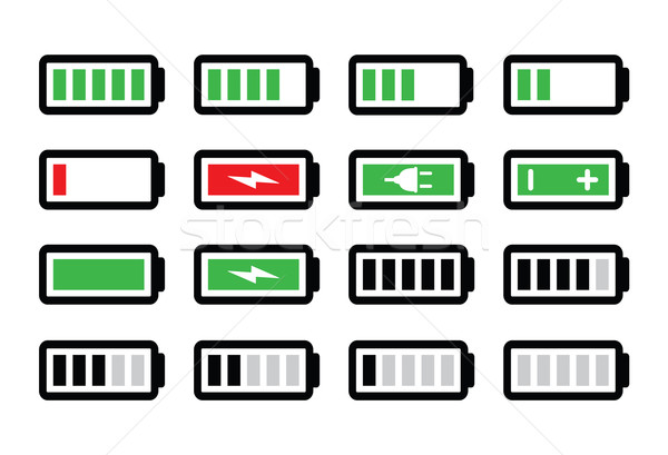 Battery charge vector icons set Stock photo © RedKoala