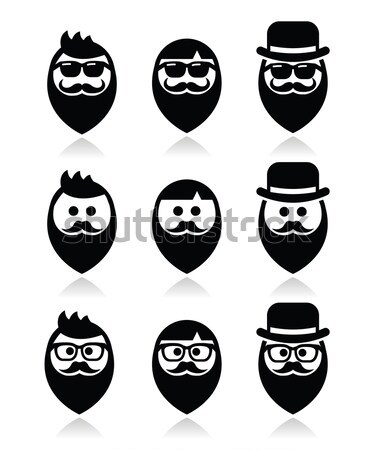 Lumbersexual man, lumberjack - fashion trend icons set Stock photo © RedKoala