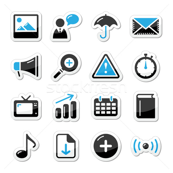 Internet website icons set styled as labels - mail, contact, about us, user Stock photo © RedKoala