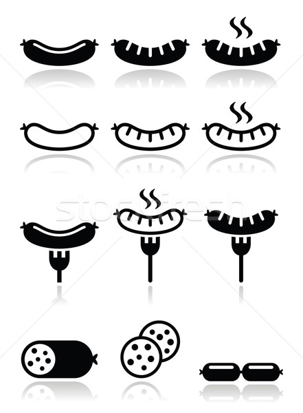 Sausage, grilled or with for icons set  Stock photo © RedKoala