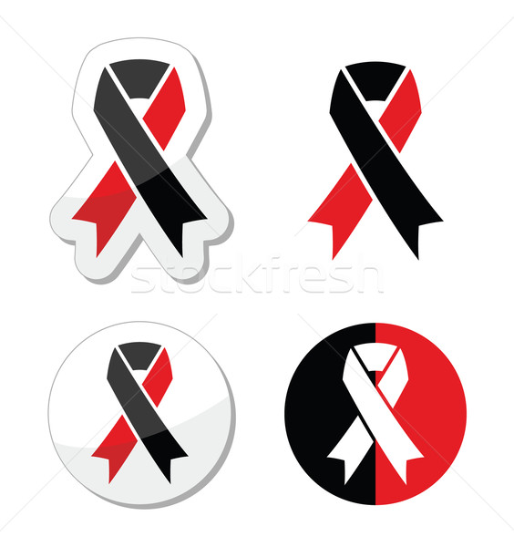 Red and black ribbons set - atheism symbol Stock photo © RedKoala