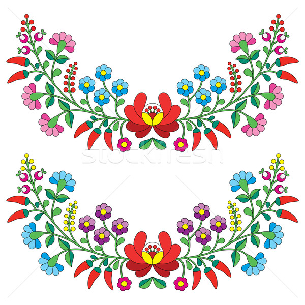 Floral Muster Stickerei Blumen Paprika Stock foto © RedKoala
