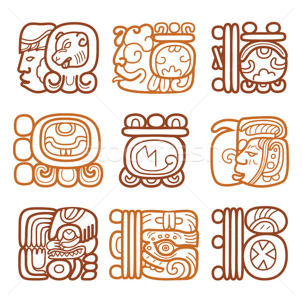 Maya glyphs, writing system and languge vector design   Stock photo © RedKoala
