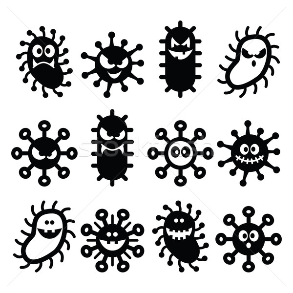Bacteria, superbug, virus chracters with mean, angry faces icons set    Stock photo © RedKoala