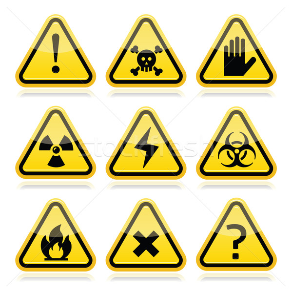 ストックフォト: 危険 · リスク · 警告 · 現代 · 標識 · セット