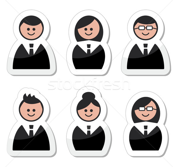 Oameni de afaceri etichete butoane set birou Imagine de stoc © RedKoala