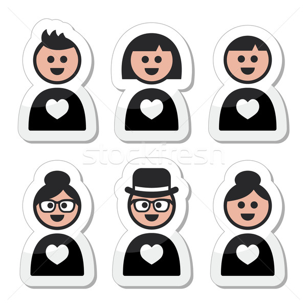 [[stock_photo]]: Personnes · amour · saint · valentin · différent · coeurs