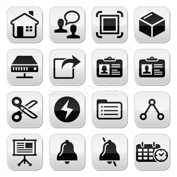 Web, internet vector black buttons set Stock photo © RedKoala