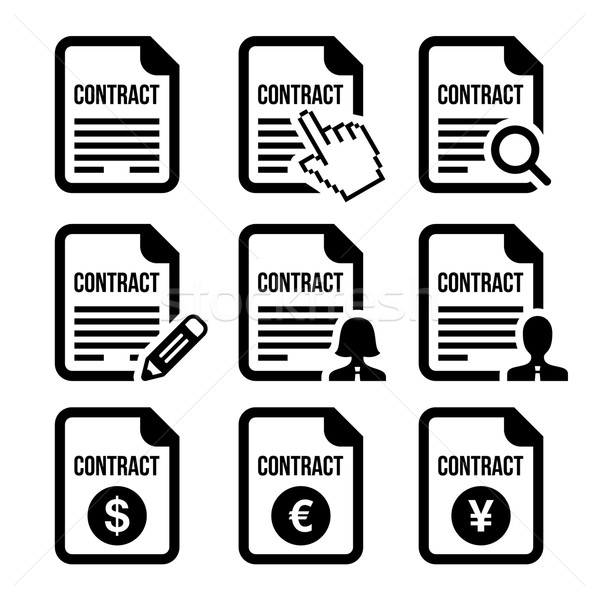 Business or work contract signing vector icons set Stock photo © RedKoala