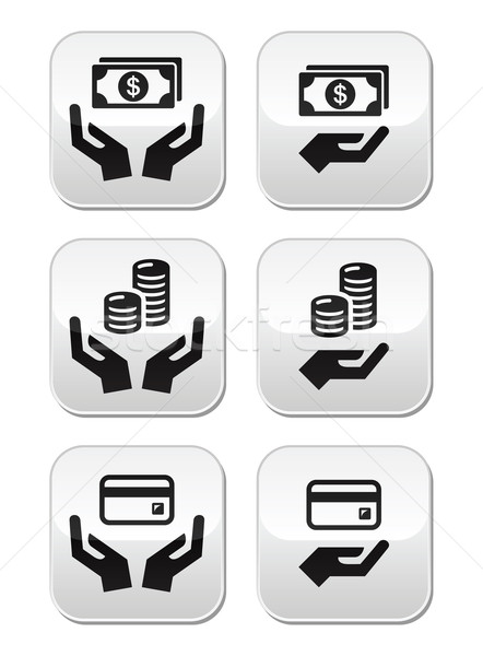Hands with money vector buttons set  Stock photo © RedKoala