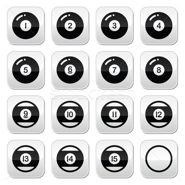 Pool ball, billiard or snooker ball buttons set Stock photo © RedKoala