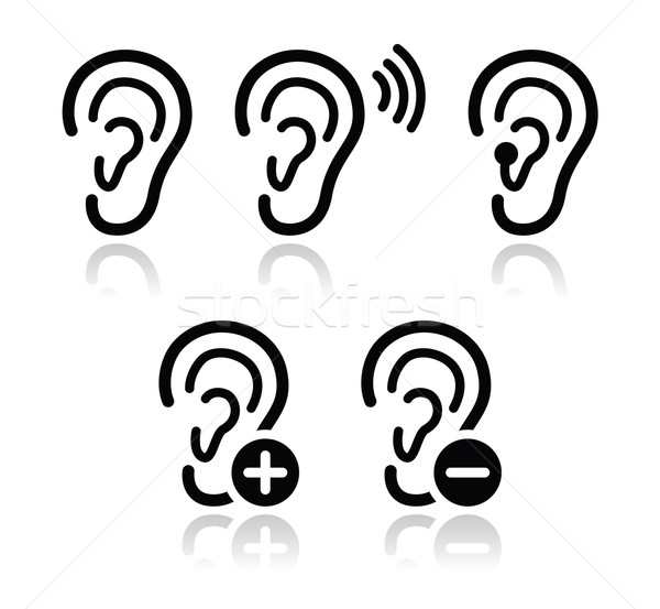 уха слуховой аппарат глухой проблема черный Сток-фото © RedKoala