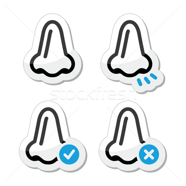 Nose smell vector black and blue icons set  Stock photo © RedKoala
