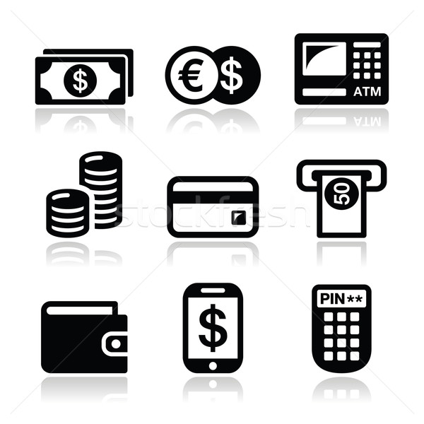 Money, atm - cash mashine vector icons set Stock photo © RedKoala