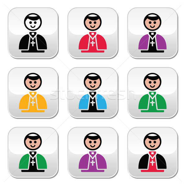 Stock photo: Catholic church pope vector buttons set