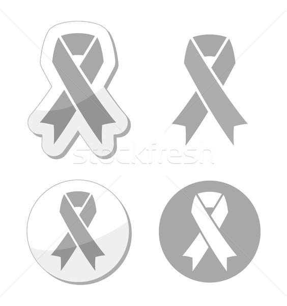 Silver ribbon - children with disabilities, Parkinson's disease awereness sign Stock photo © RedKoala