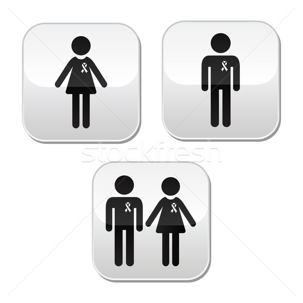 Man and woman with awareness ribbons buttons set Stock photo © RedKoala