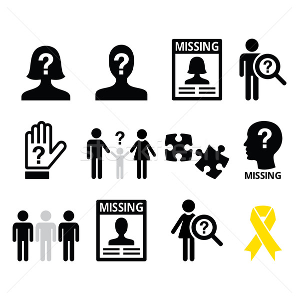 Missing people, missing child icons set Stock photo © RedKoala