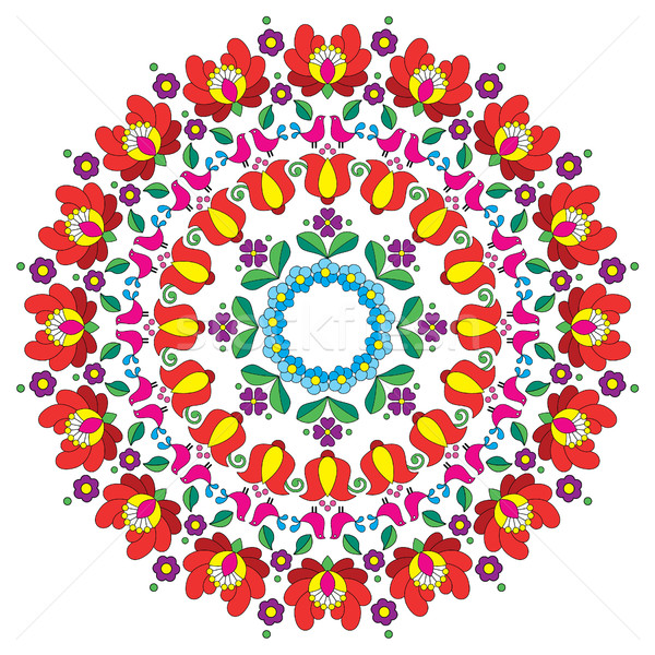 Kalocsai floral embroidery - Hungarian round folk art pattern  Stock photo © RedKoala
