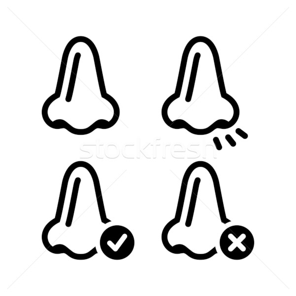Stock photo: Nose smell vecotr black icons set 