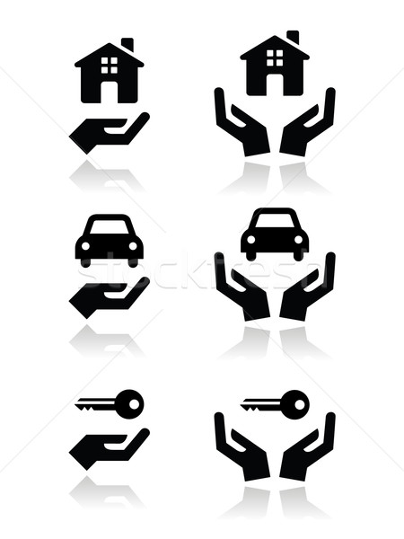 Acasă cheile de la masina mâini vector negru Imagine de stoc © RedKoala