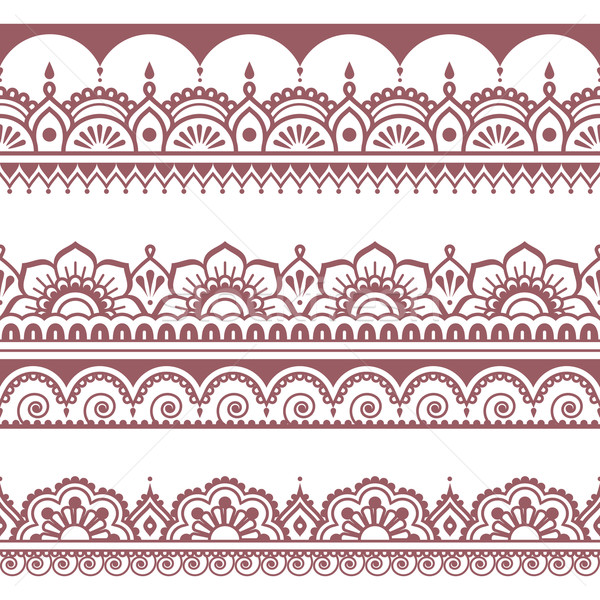 Indian seamless brown pattern, design elements - Mehndi tattoo style Stock photo © RedKoala