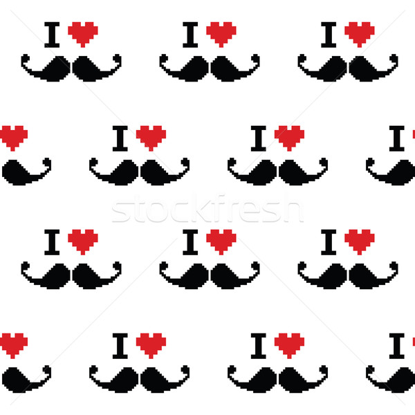 I love mustche or moustache seamless pattern Stock photo © RedKoala