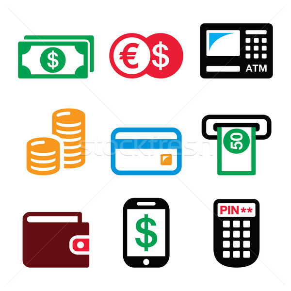 Money, ATM - cash machine vector icons set  Stock photo © RedKoala