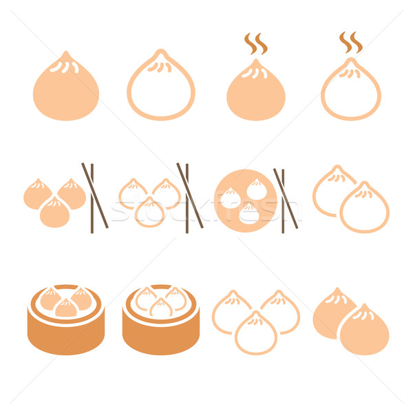 Chinese dumplings, Asian food Dim Sum vector icons set  Stock photo © RedKoala