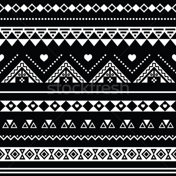 Aztec seamless pattern, tribal black and white background Stock photo © RedKoala