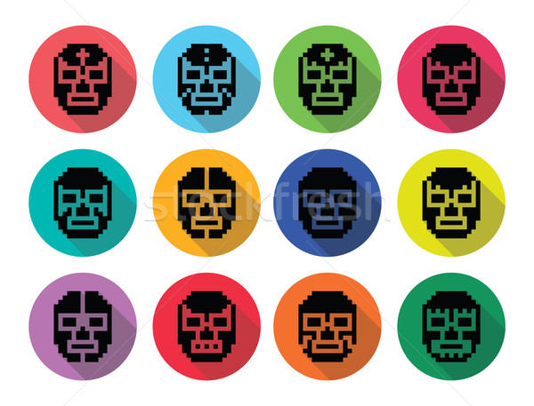 Mexicaanse worstelen maskers zwarte iconen Stockfoto © RedKoala