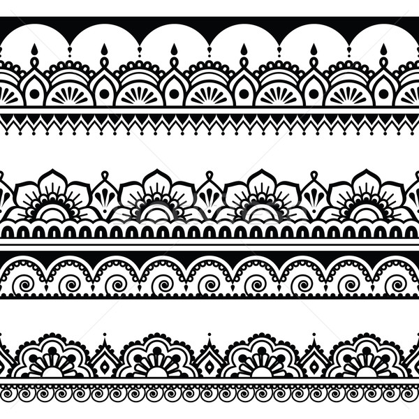 Indian seamless pattern, design elements - Mehndi tattoo style Stock photo © RedKoala