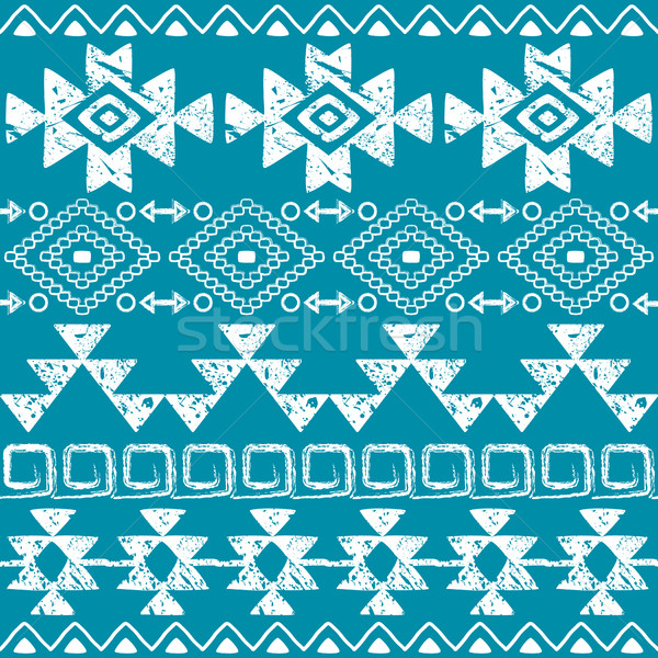 Seamless Navajo hand drawn print, retro Aztec pattern, Tribal design with scratches  Stock photo © RedKoala